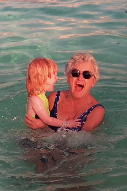 With Grammy at the pool
